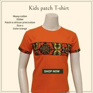 Handmade Patchwork T-shirt with African Ankara Kente